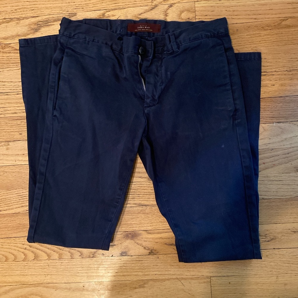Zara Man Used Navy Blue Skinny Dress Pants